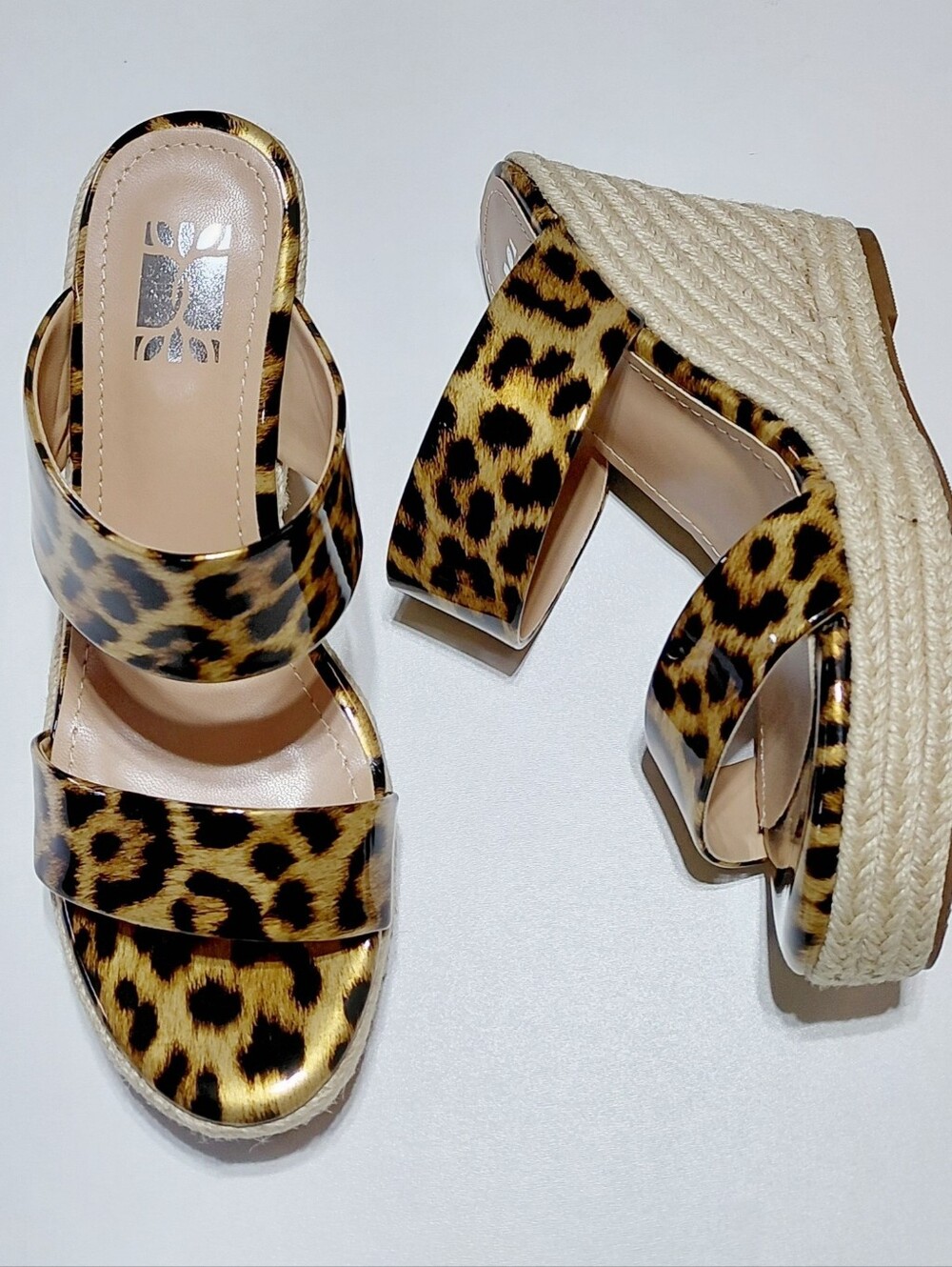 VARECOLA Women's Slip On Leopard Print Platform Espadrille Wedge Sandals Sz 6